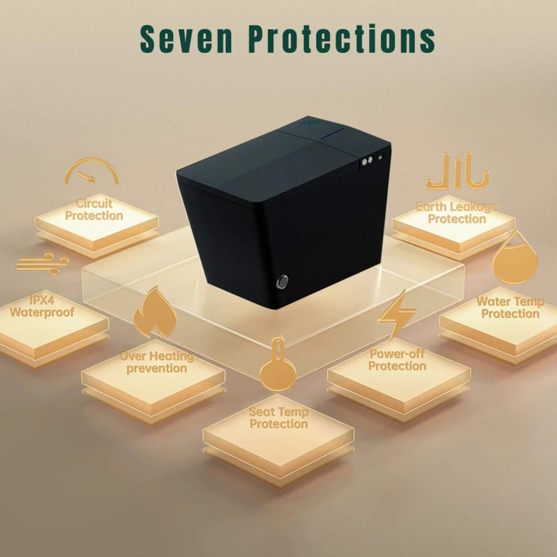 Nuvia Luxury Black Square Smart Toilet With Bidet, Remote, And Heated Seat (SAK45183) by SAKSBY WHOLESALE