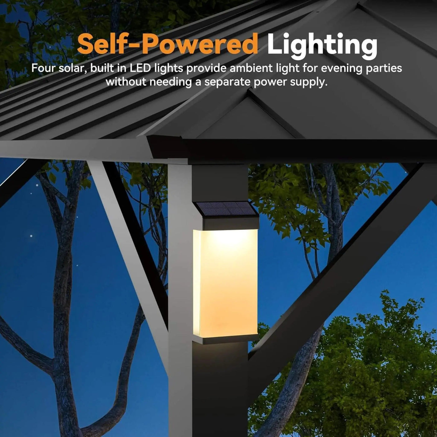 Alora Luxury Double Roof Hardtop Aluminum Gazebo With Decor Hooks, Mosquito Nettings, And LED Lights (SAK91824) by SAKSBY WHOLESALE