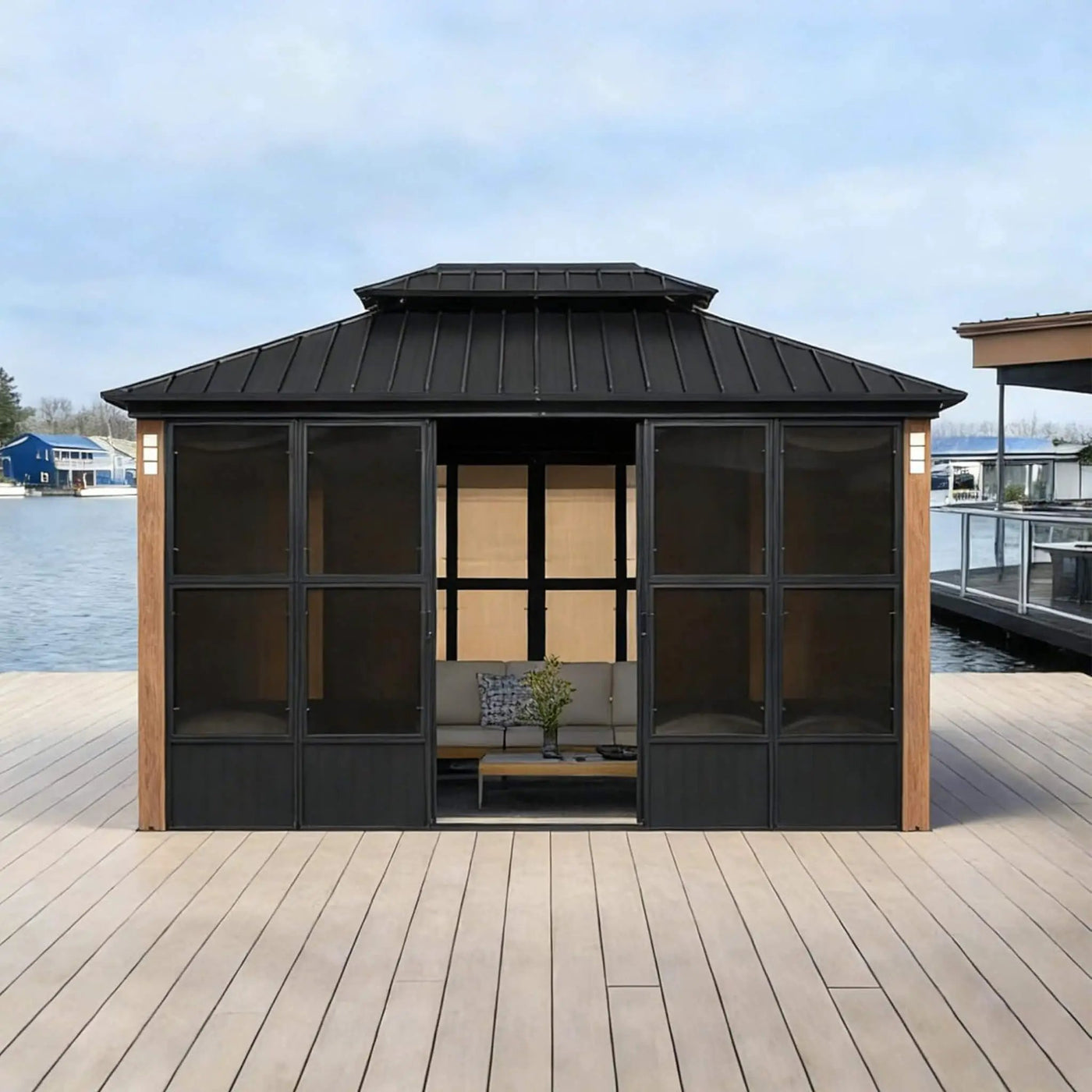 Alora Oasis Luxury Heavy-Duty Hardtop Sunroom With Aluminum Frame And LED Lights (SAK79102) by SAKSBY WHOLESALE