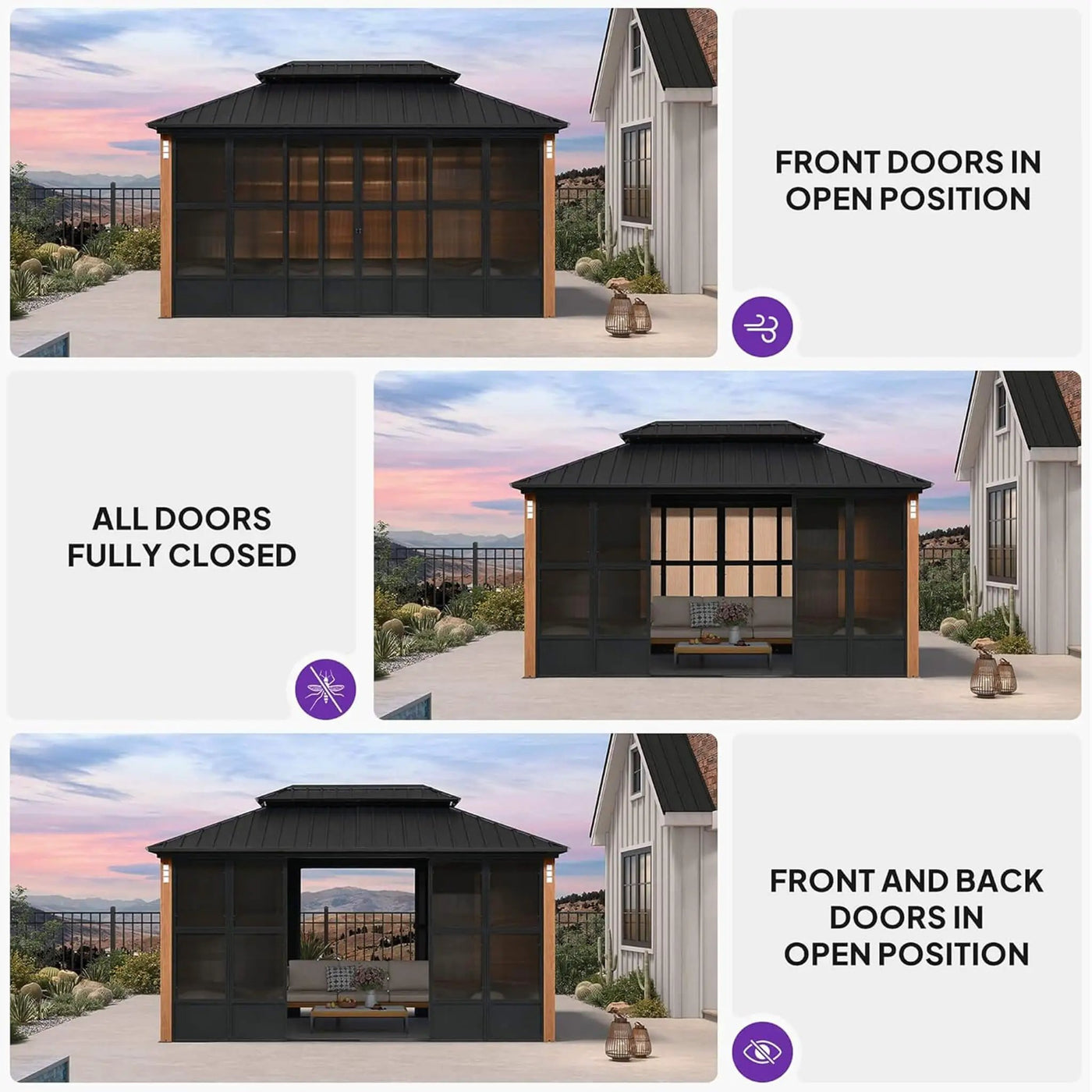 Alora Oasis Luxury Heavy-Duty Hardtop Sunroom With Aluminum Frame And LED Lights (SAK79102) by SAKSBY WHOLESALE
