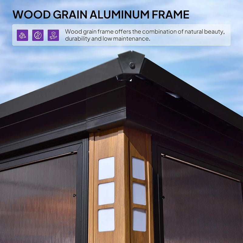Alora Oasis Luxury Heavy-Duty Hardtop Sunroom With Aluminum Frame And LED Lights (SAK79102) by SAKSBY WHOLESALE