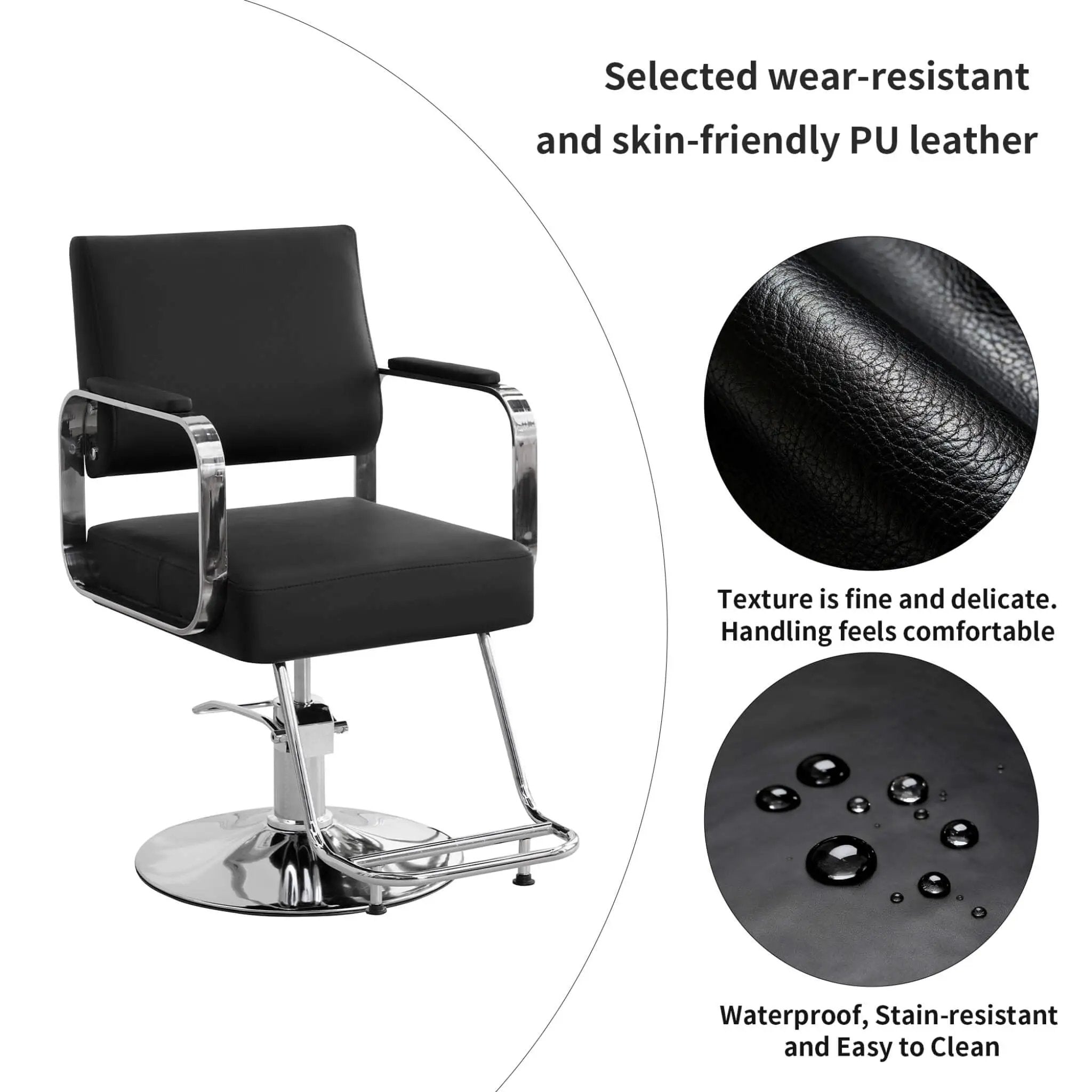 Luxury Height-Adjustable Barber Chair With 360-Degree Swivel (SAK64103) by SAKSBY WHOLESALE