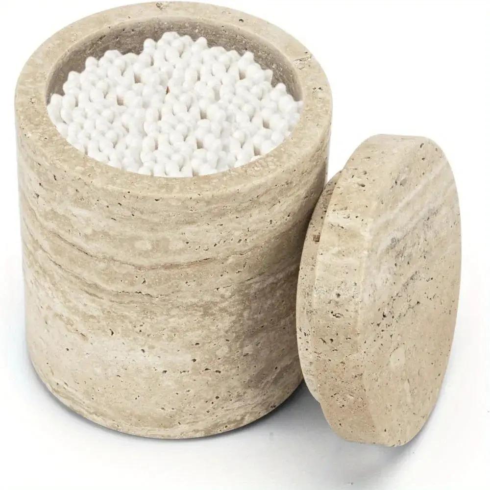 Luxury Marble Organizer Canister - Handcrafted Round Stone Container for Vanity, Office | Gift Set with Lid for Makeup Brushes & Coffee Lovers by House Of Avana