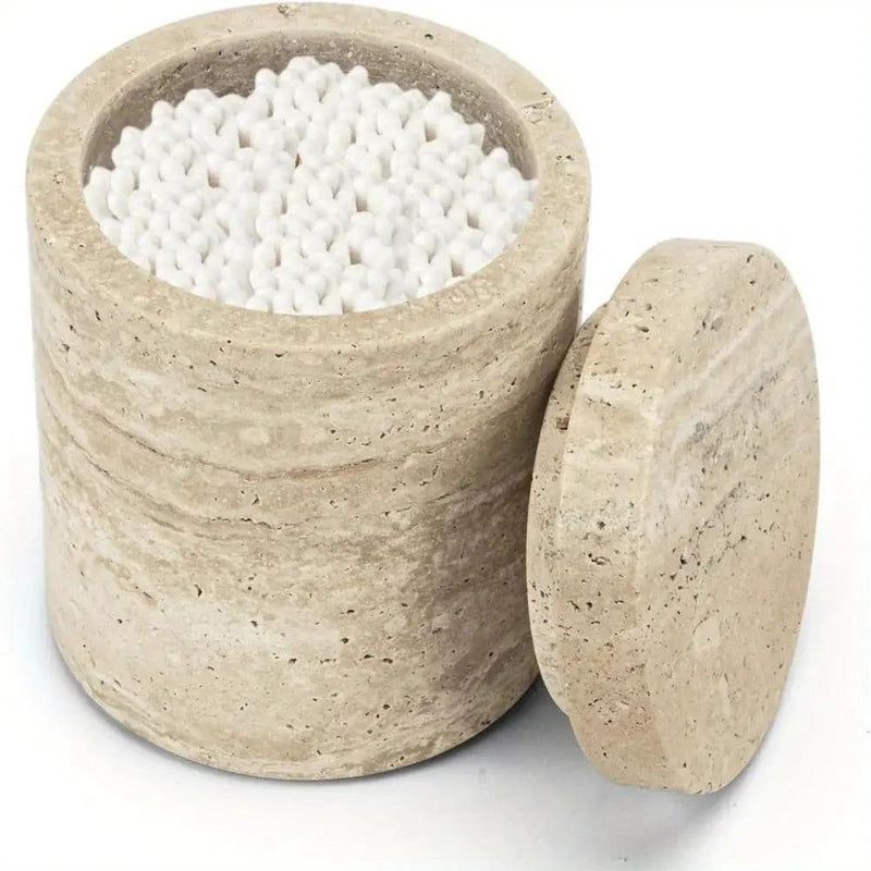 Luxury Marble Organizer Canister - Handcrafted Round Stone Container for Vanity, Office | Gift Set with Lid for Makeup Brushes & Coffee Lovers by House Of Avana