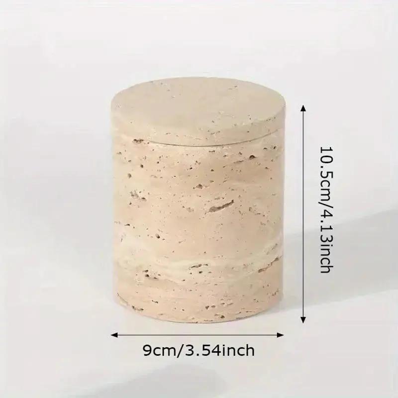Luxury Marble Organizer Canister - Handcrafted Round Stone Container for Vanity, Office | Gift Set with Lid for Makeup Brushes & Coffee Lovers by House Of Avana