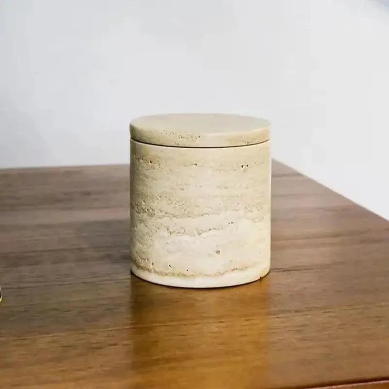 Luxury Marble Organizer Canister - Handcrafted Round Stone Container for Vanity, Office | Gift Set with Lid for Makeup Brushes & Coffee Lovers by House Of Avana