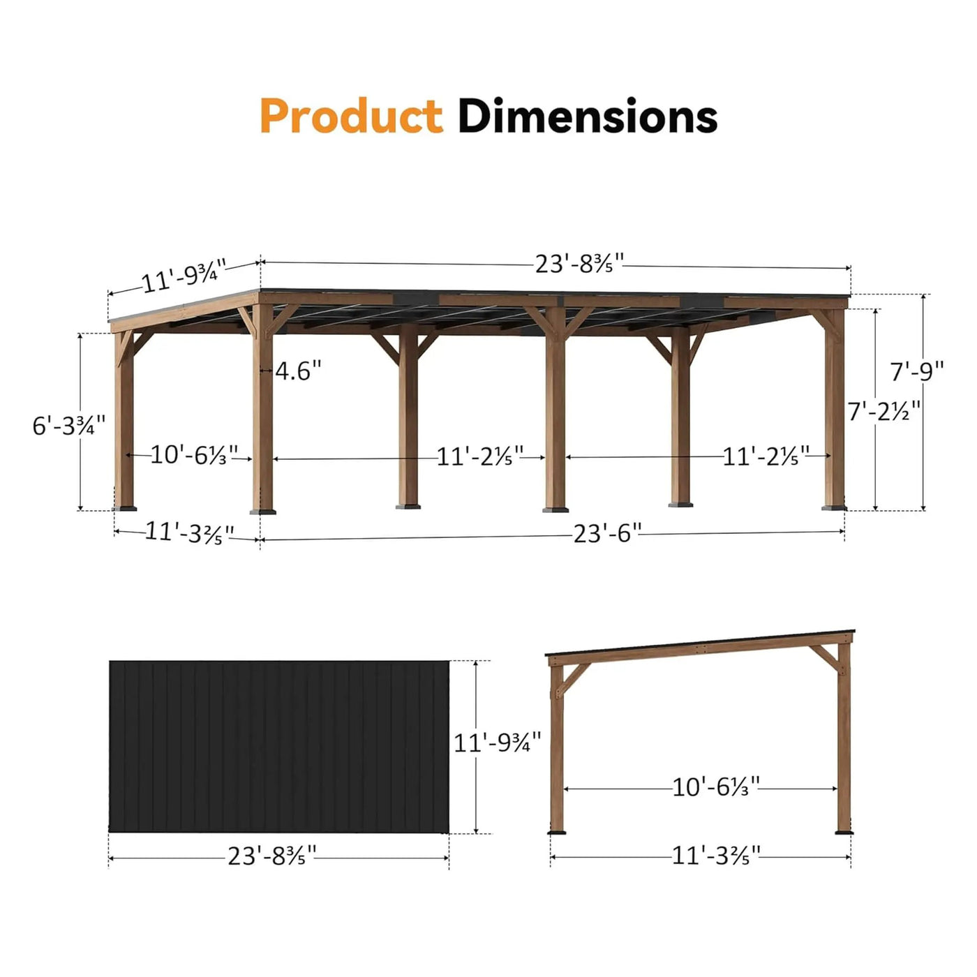 Alora Luxury Modern Cedar Gazebo With Sloped Hardtop Roof (SAK35720) by SAKSBY WHOLESALE