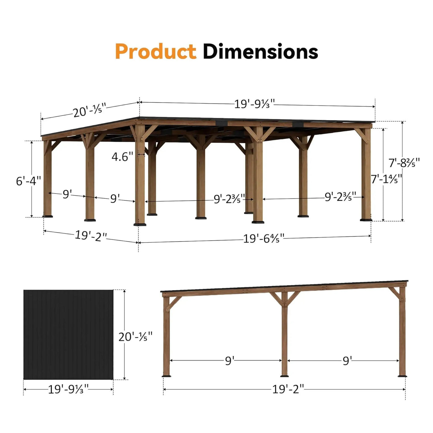 Alora Luxury Modern Cedar Gazebo With Sloped Hardtop Roof (SAK35720) by SAKSBY WHOLESALE