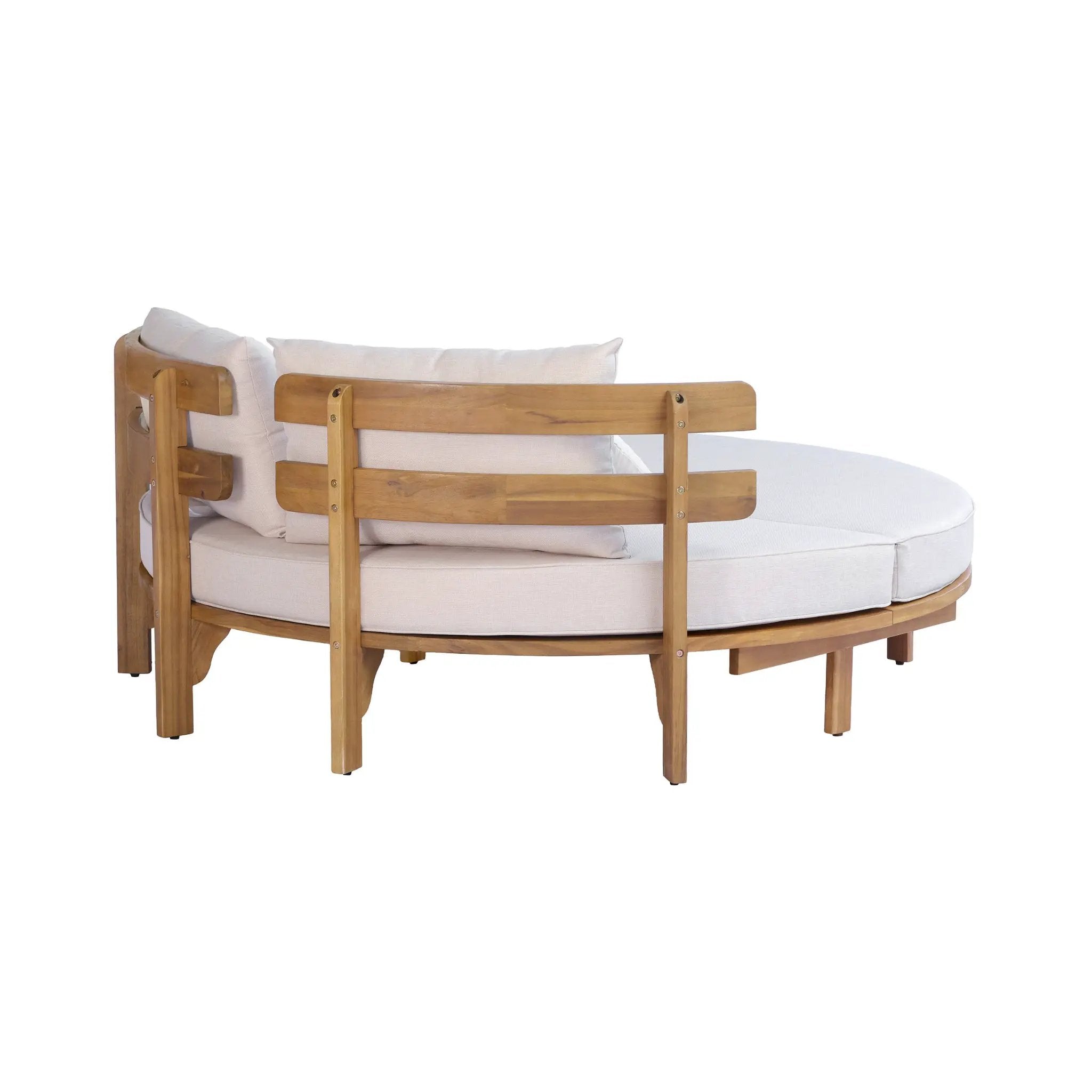 Alora Luxury Outdoor Acacia Wood Round Daybed With Cushions And Pillows (SAK40613) by SAKSBY WHOLESALE