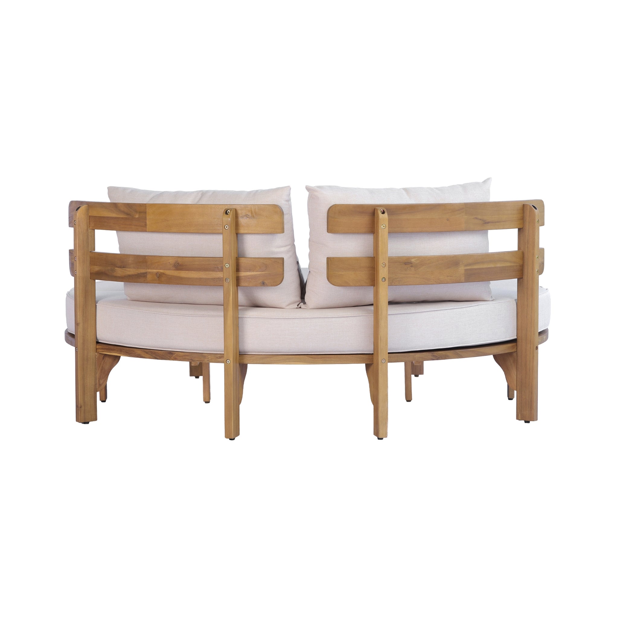 Alora Luxury Outdoor Acacia Wood Round Daybed With Cushions And Pillows (SAK40613) by SAKSBY WHOLESALE