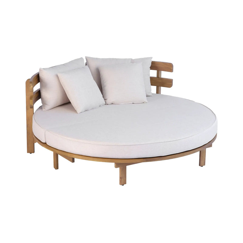 Alora Luxury Outdoor Acacia Wood Round Daybed With Cushions And Pillows (SAK40613) by SAKSBY WHOLESALE
