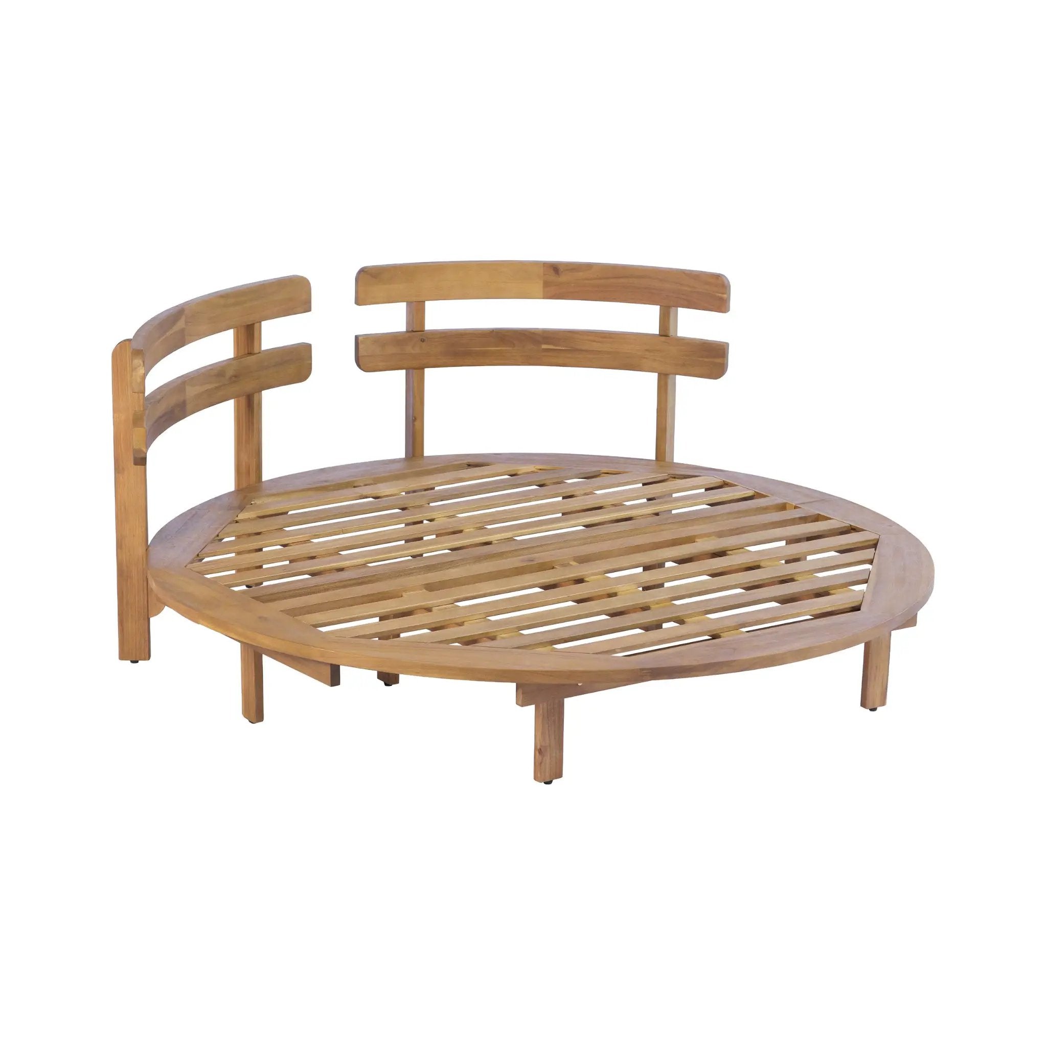 Alora Luxury Outdoor Acacia Wood Round Daybed With Cushions And Pillows (SAK40613) by SAKSBY WHOLESALE