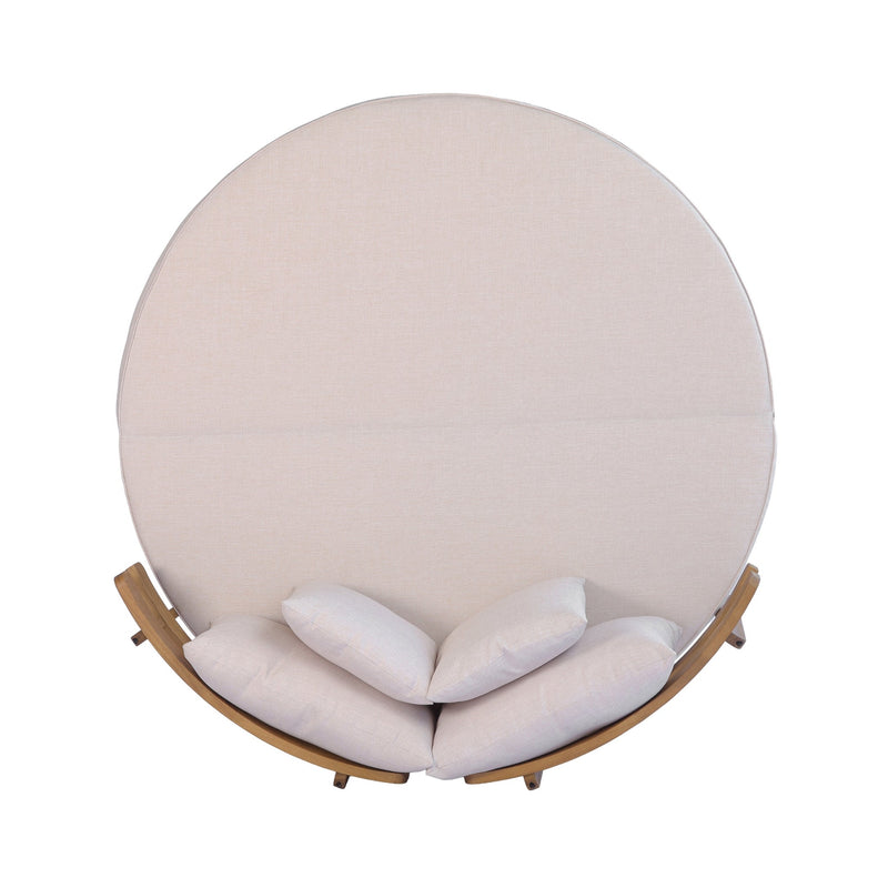 Alora Luxury Outdoor Acacia Wood Round Daybed With Cushions And Pillows (SAK40613) by SAKSBY WHOLESALE