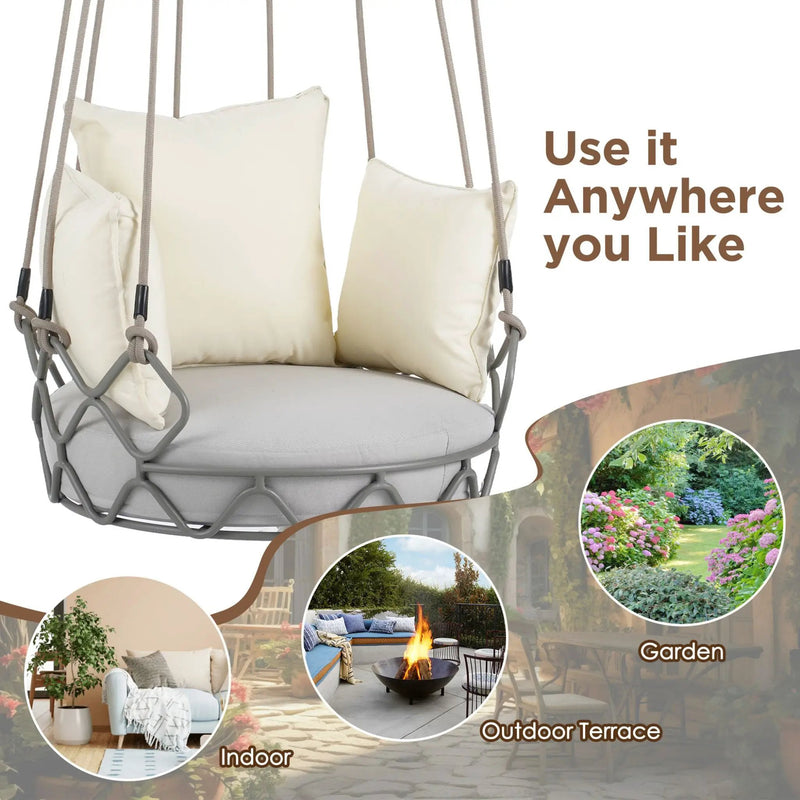 Alora Luxury Outdoor Hanging Basket Porch Swing Chair With UV Resistant Cushions (SAK95678) by SAKSBY WHOLESALE