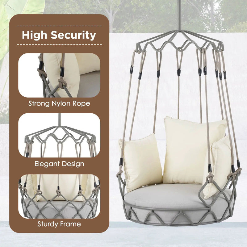 Alora Luxury Outdoor Hanging Basket Porch Swing Chair With UV Resistant Cushions (SAK95678) by SAKSBY WHOLESALE