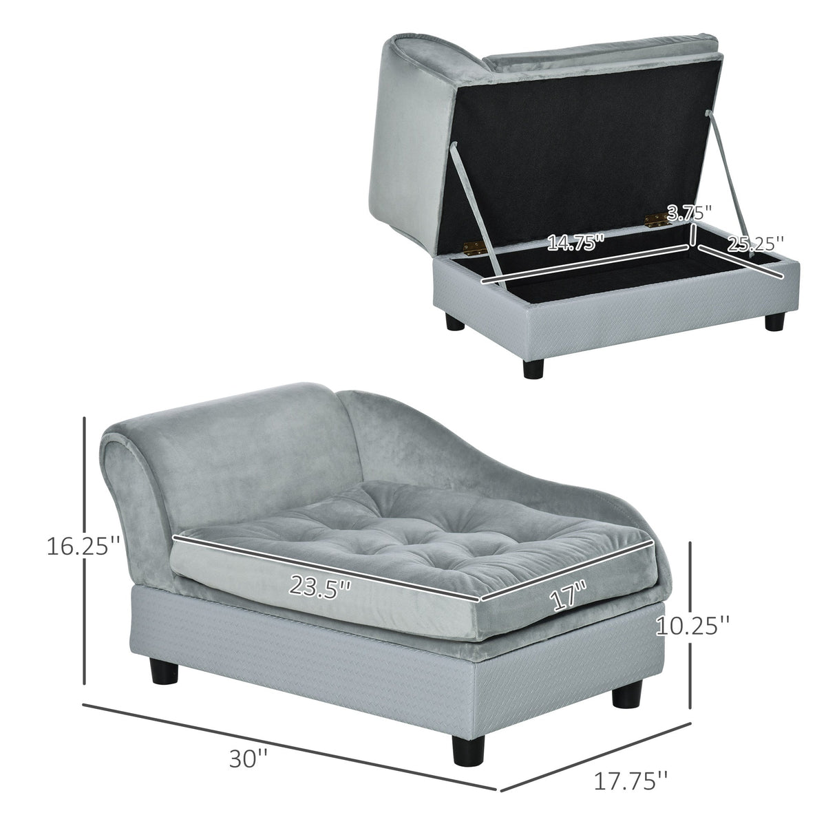 Luxury Small Dog Bed with Hidden Storage - PawHut, photo 3 of 8