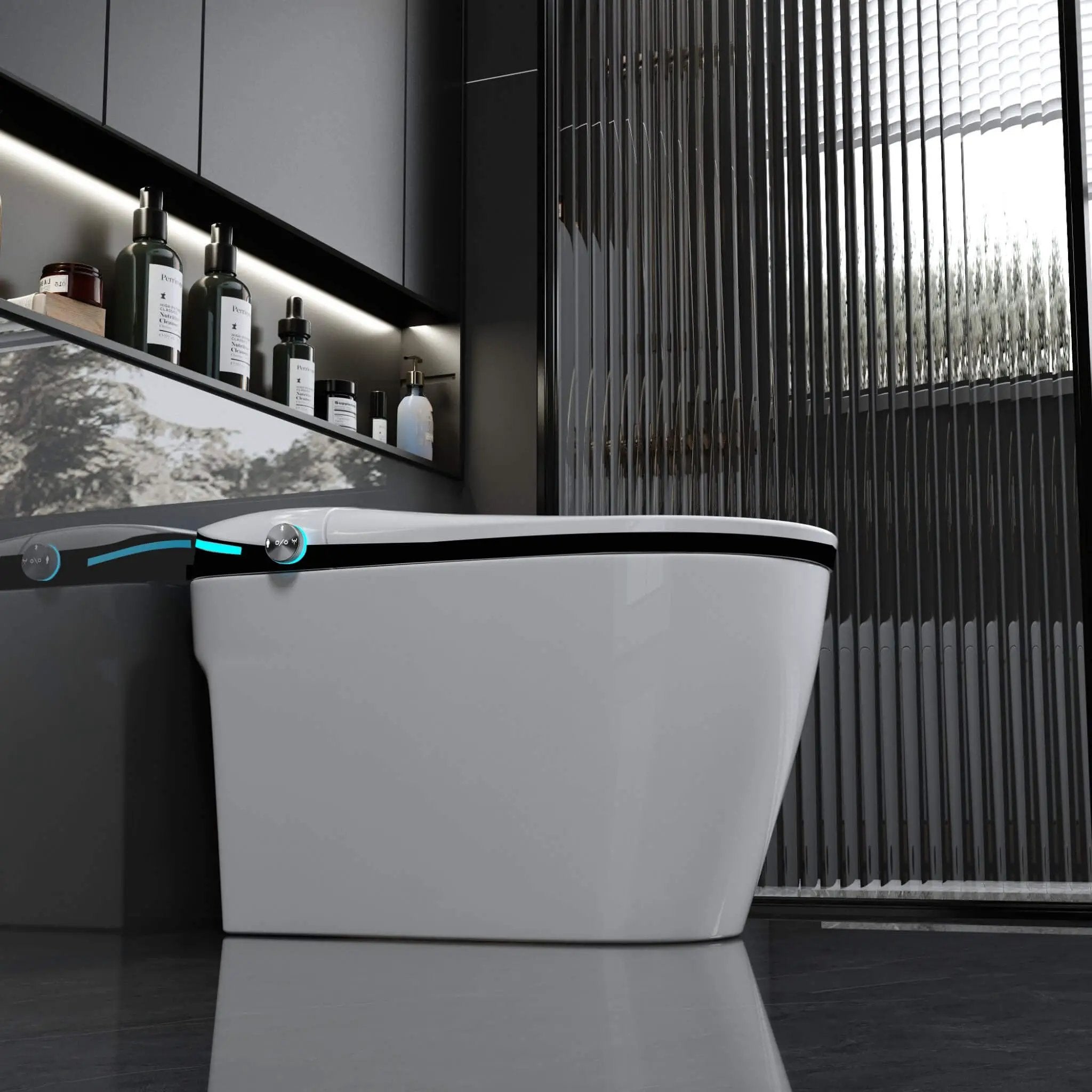 Nuvia Luxury Smart Toilet With Built-In Auto Open And Close Bidet Seat, Foot Sensor, LED Display And Night Light (SAK31256) by SAKSBY WHOLESALE