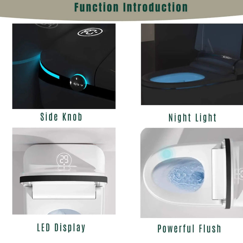 Nuvia Luxury Smart Toilet With Built-In Auto Open And Close Bidet Seat, Foot Sensor, LED Display And Night Light (SAK31256) by SAKSBY WHOLESALE