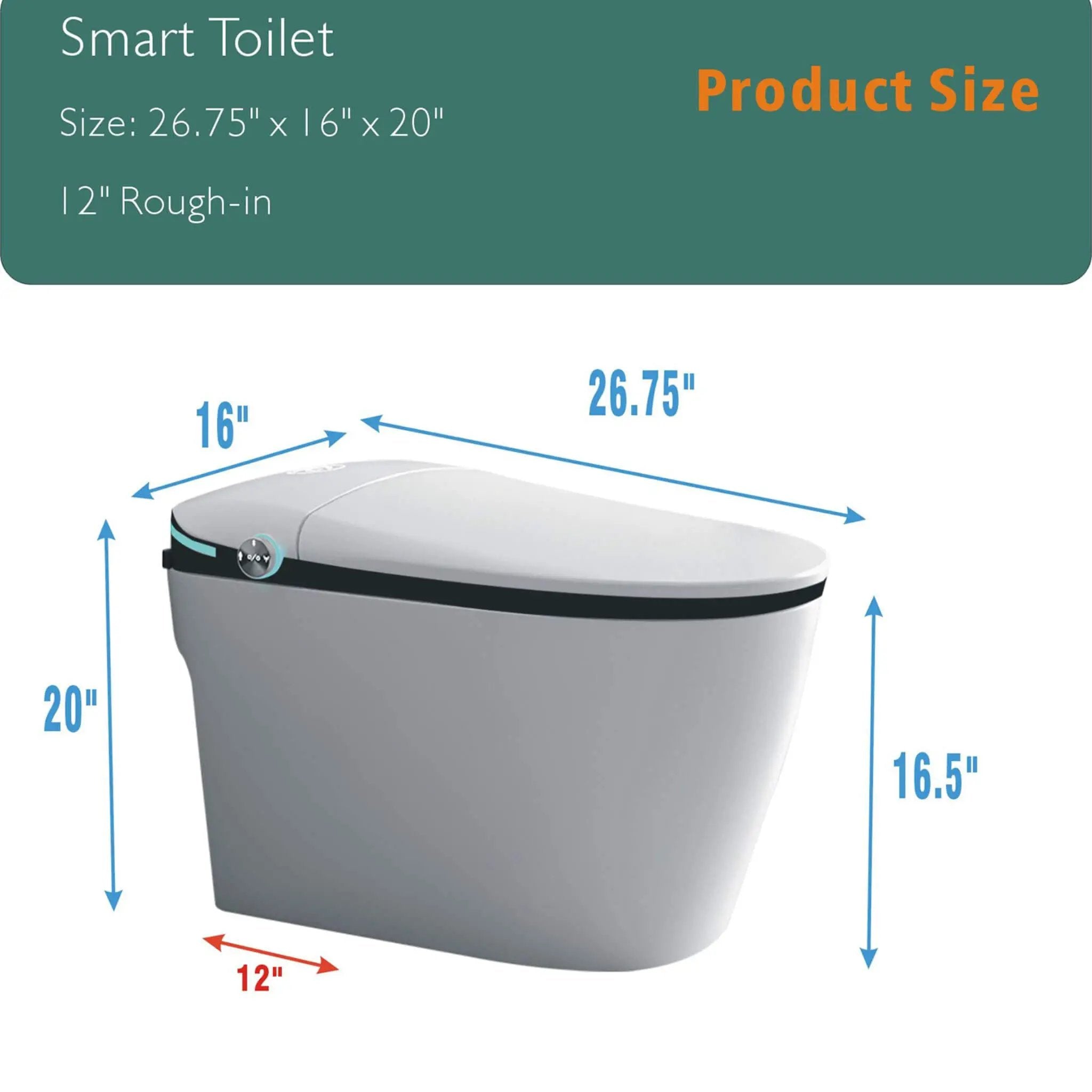 Nuvia Luxury Smart Toilet With Built-In Auto Open And Close Bidet Seat, Foot Sensor, LED Display And Night Light (SAK31256) by SAKSBY WHOLESALE