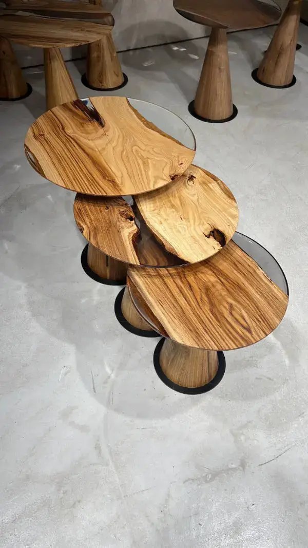 Resin Nesting Tables - Versatile Zigzag Epoxy Coffee Table Set by Gizz