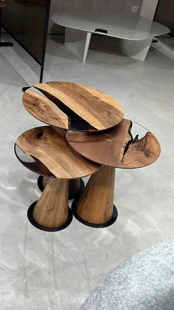Resin Nesting Tables - Versatile Zigzag Epoxy Coffee Table Set by Gizz