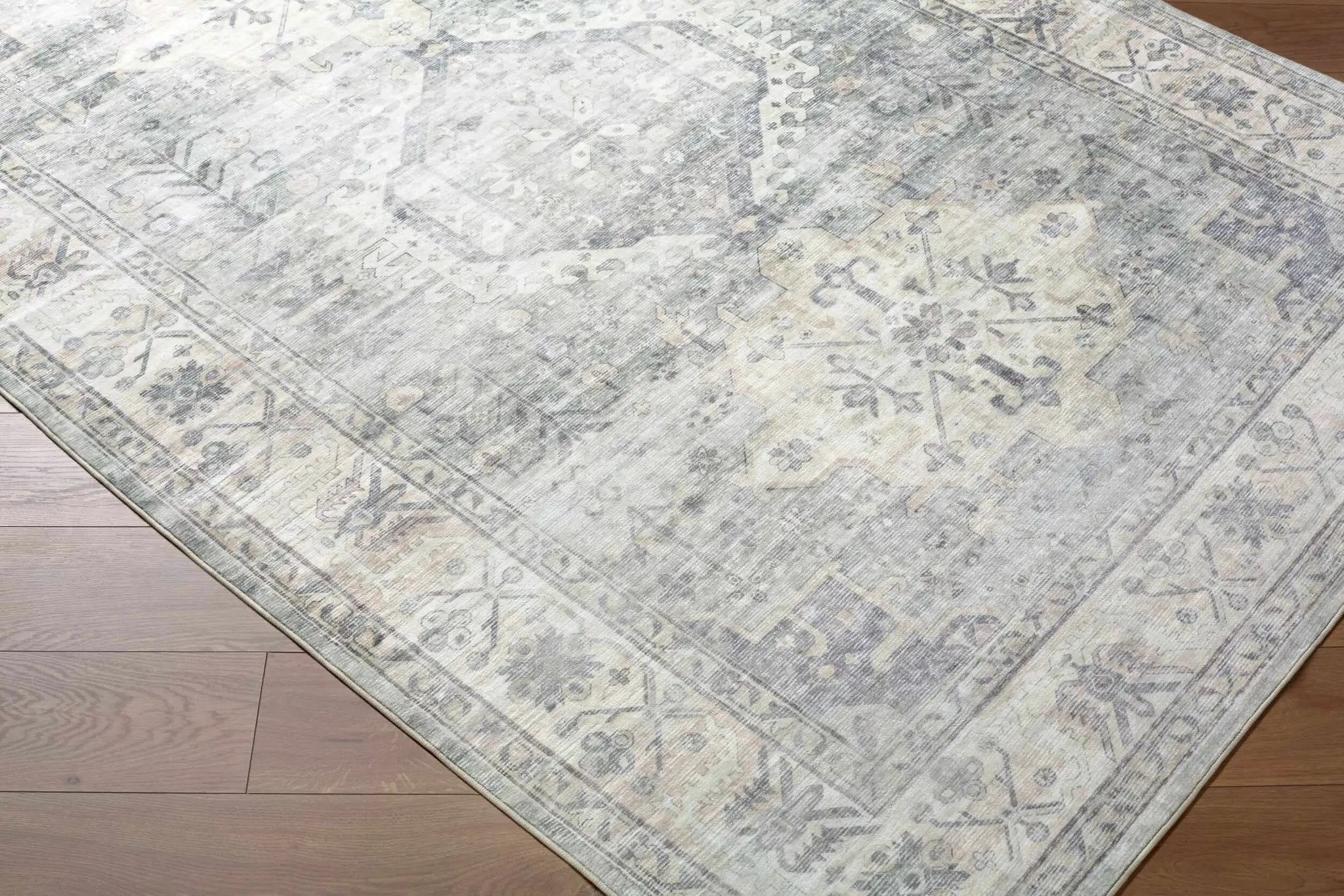 Laran Sage Distressed Washable Area Rug - Clearance by Boutique Rugs