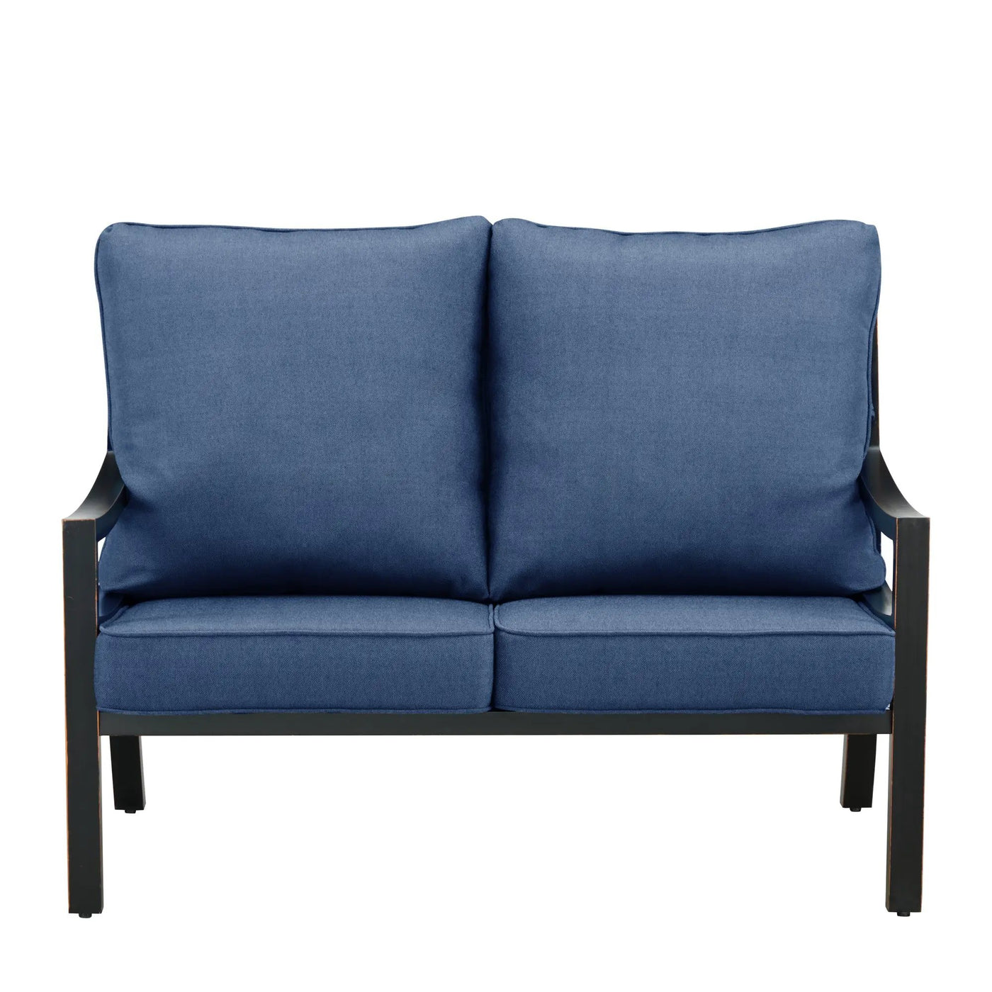 Black Aluminum Deep Seating Loveseat with Cushions by Sharicks
