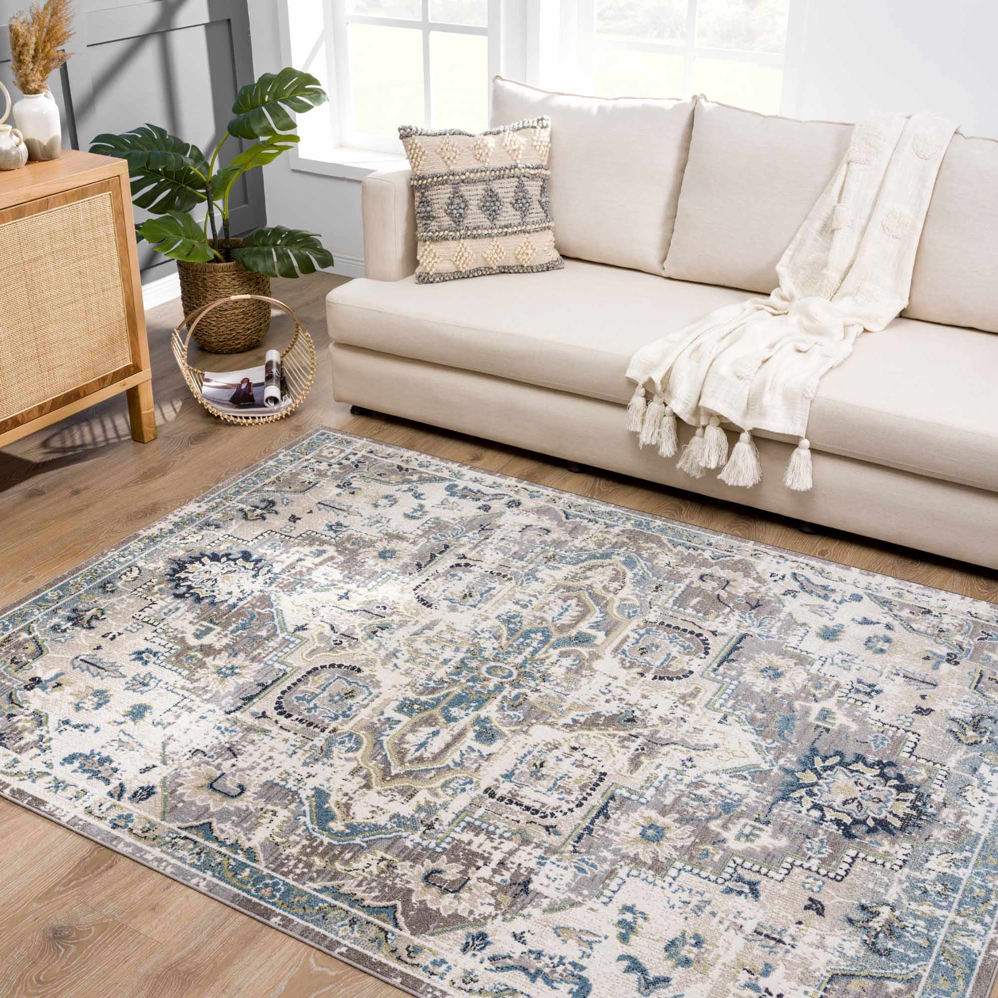 Cabacungan Gray & Blue Washable Area Rug by Boutique Rugs