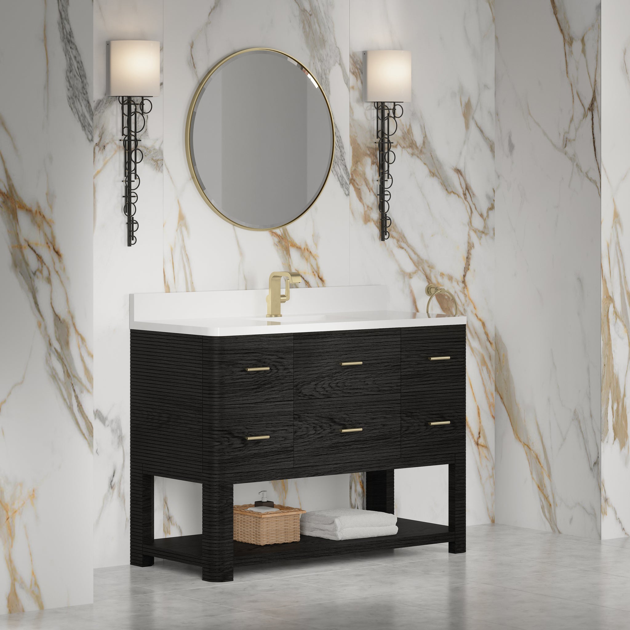James Martin Lucian 48" Single Bathroom Vanity, Carbon Oak by James Martin
