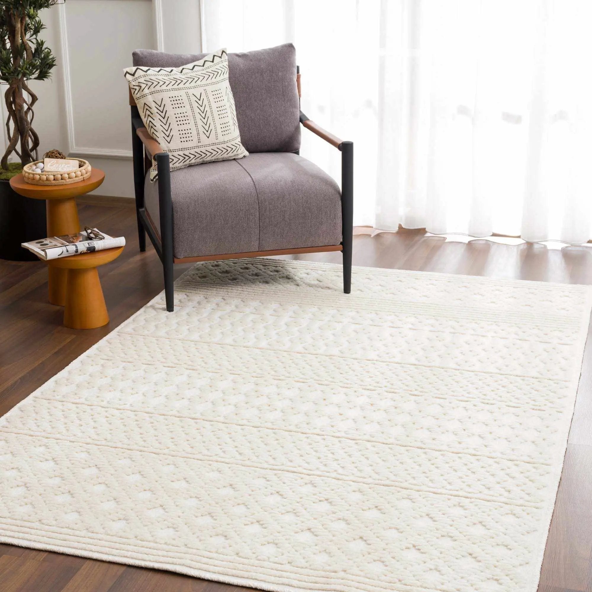 Drago White Washable Area Rug by Boutique Rugs