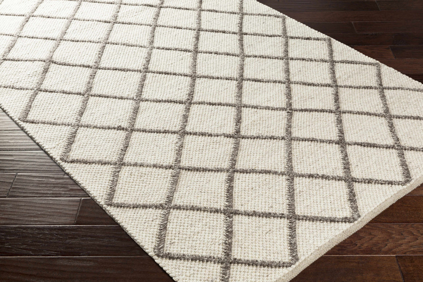 Syosset Cream/Brown Trellis Wool&Viscose Rug - Clearance by Boutique Rugs