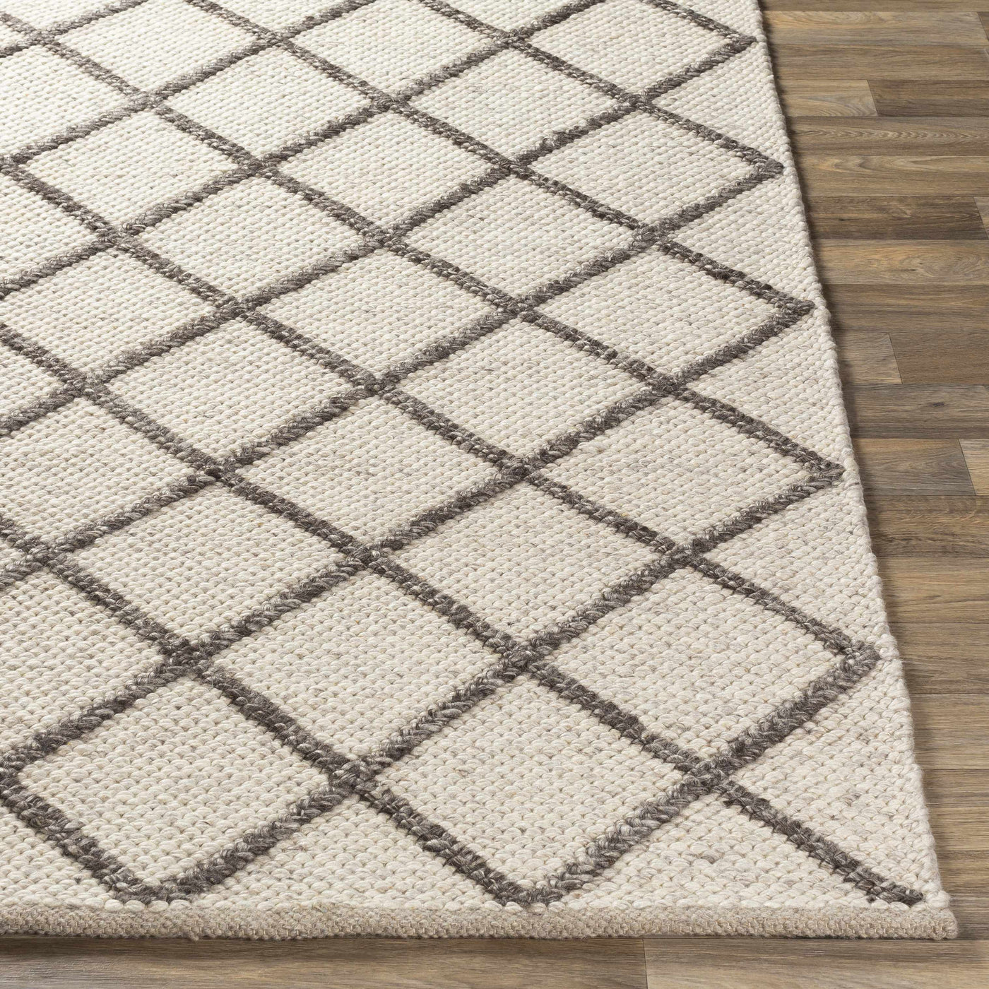 Syosset Cream/Brown Trellis Wool&Viscose Rug - Clearance by Boutique Rugs