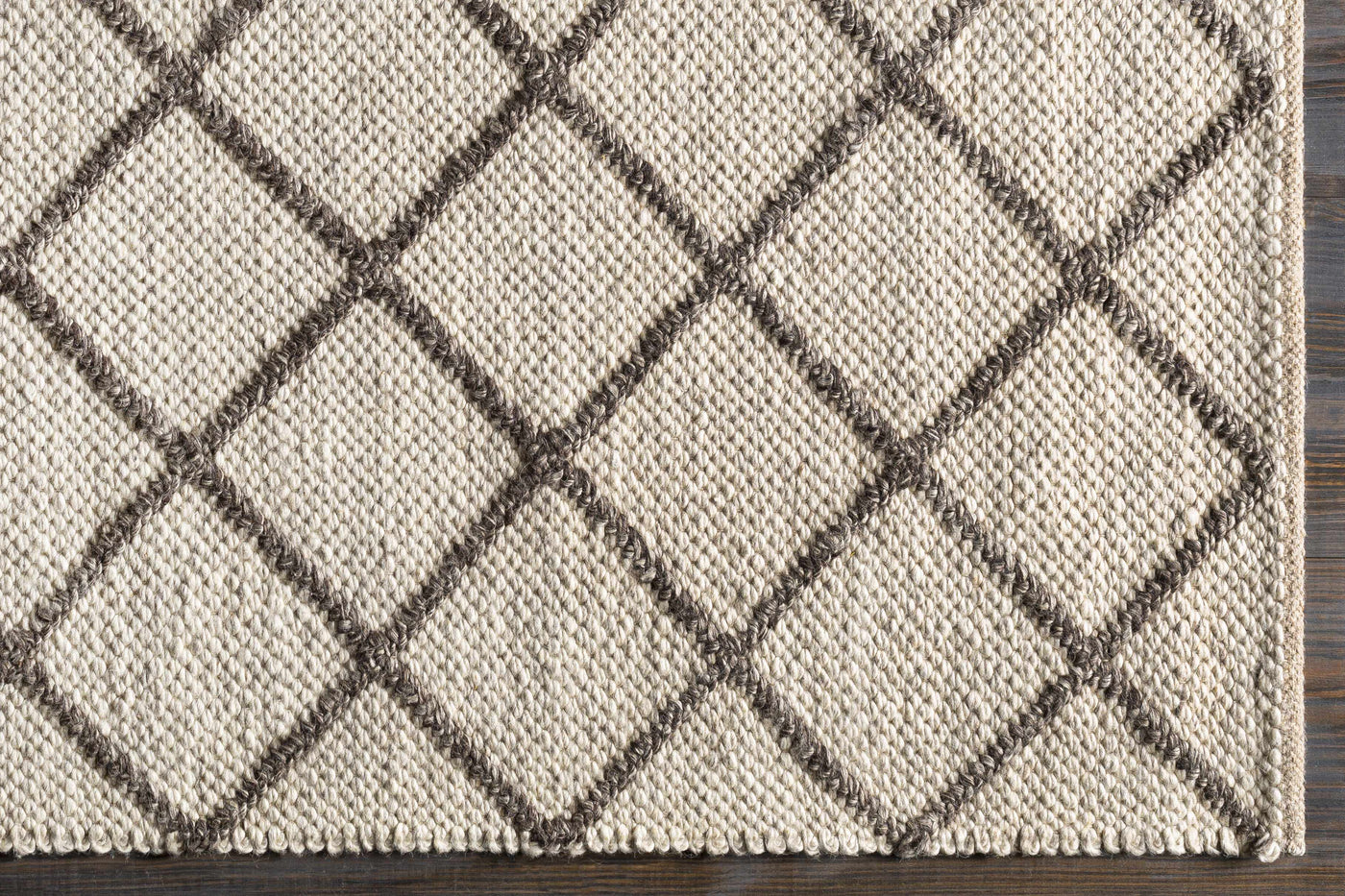 Syosset Cream/Brown Trellis Wool&Viscose Rug - Clearance by Boutique Rugs