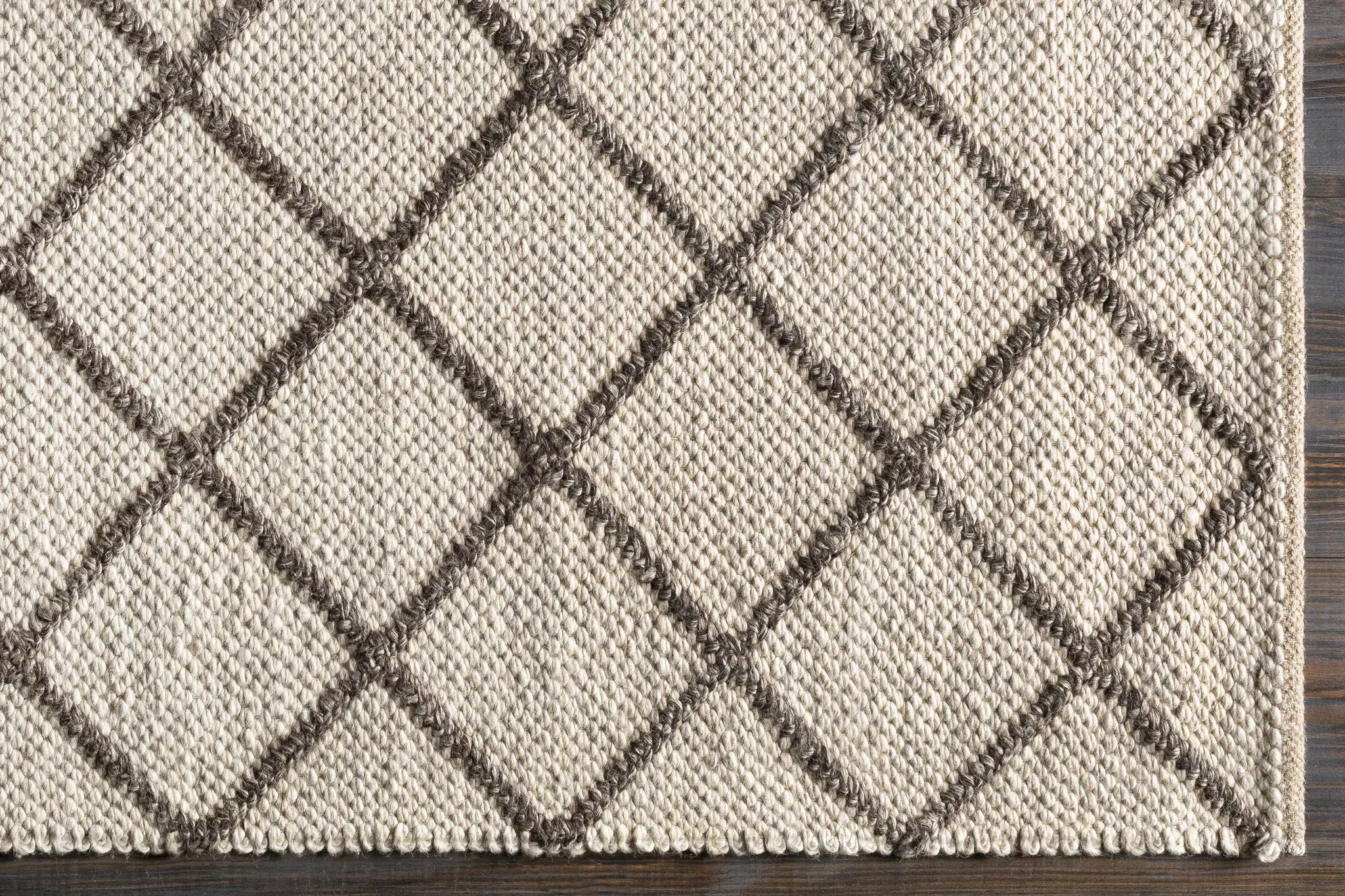Syosset Cream/Brown Trellis Wool&Viscose Rug - Clearance by Boutique Rugs