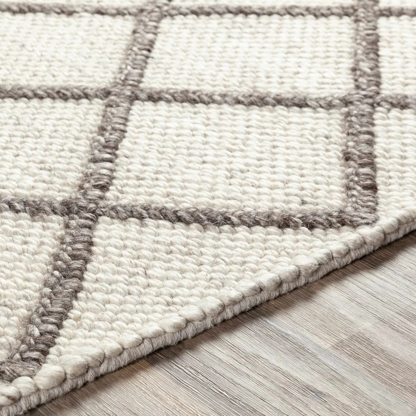 Syosset Cream/Brown Trellis Wool&Viscose Rug - Clearance by Boutique Rugs