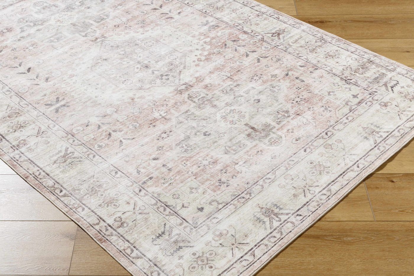 Laran Taupe Distressed Washable Area Rug - Clearance by Boutique Rugs