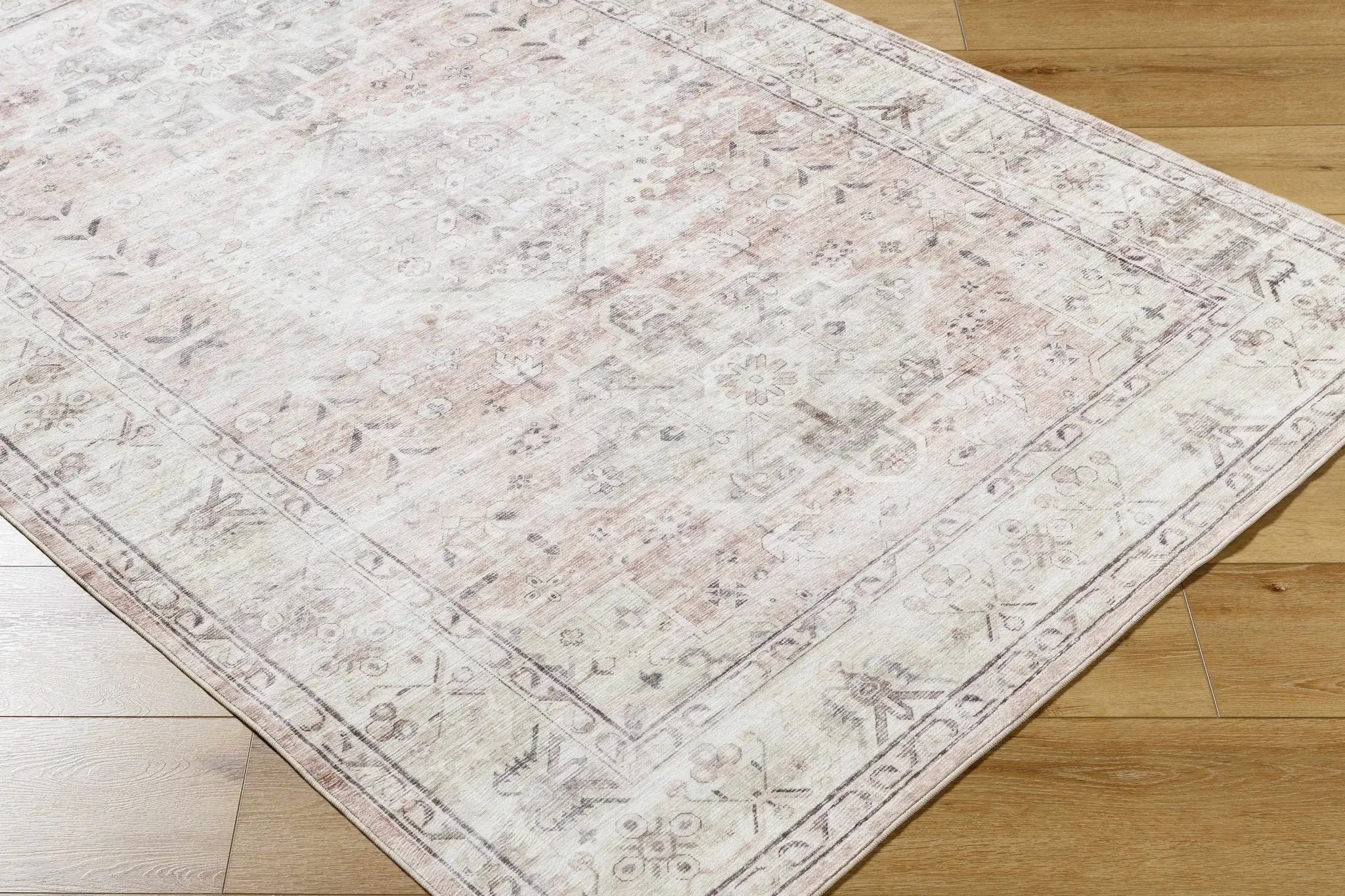 Laran Taupe Distressed Washable Area Rug - Clearance by Boutique Rugs