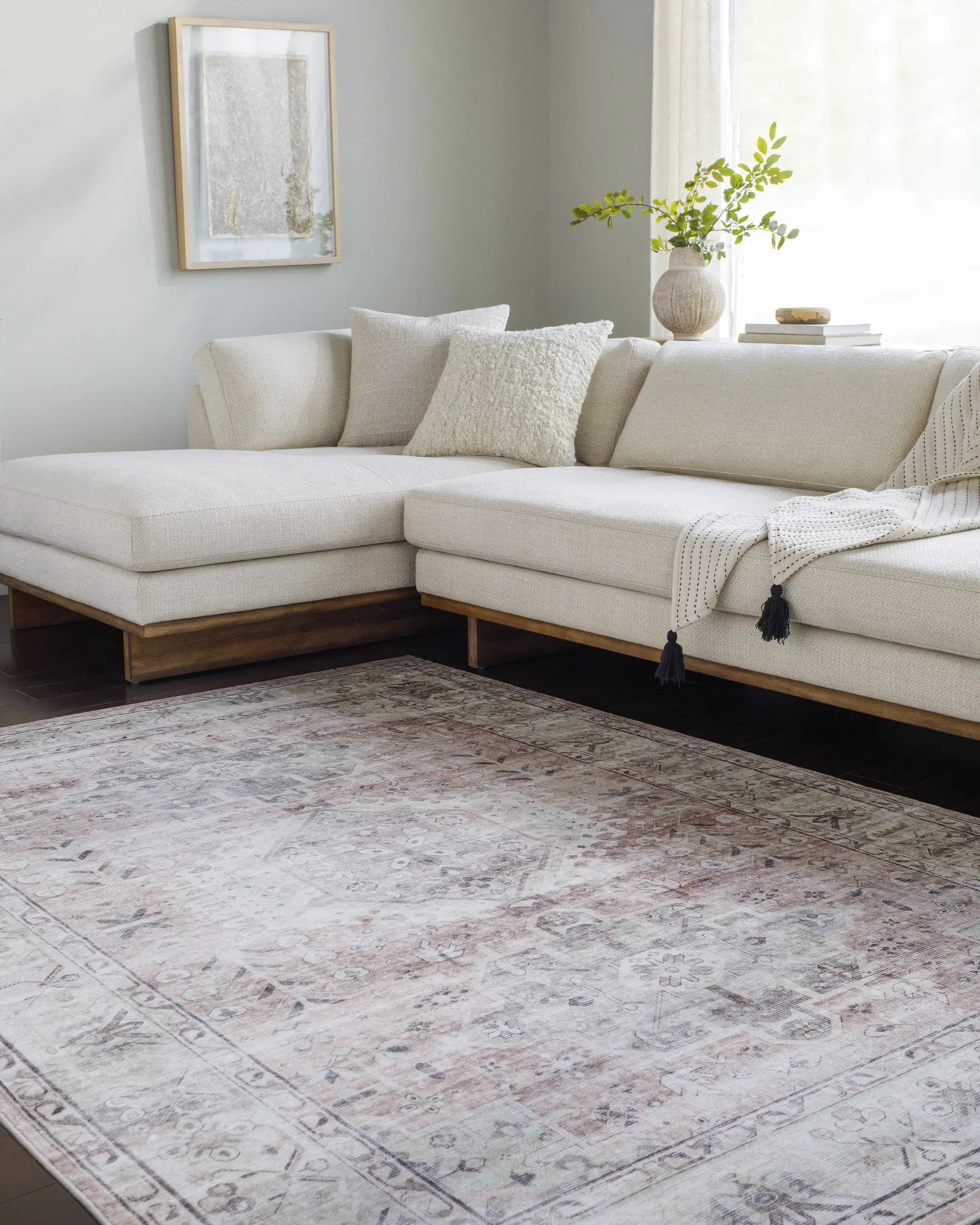 Laran Taupe Distressed Washable Area Rug - Clearance by Boutique Rugs