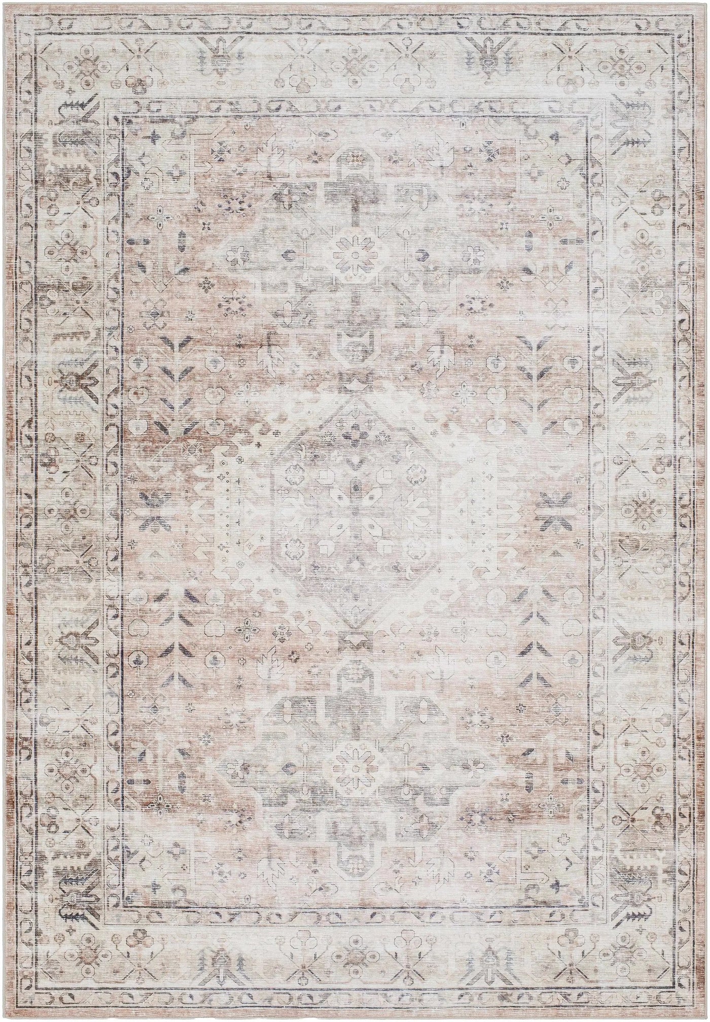 Laran Taupe Distressed Washable Area Rug - Clearance by Boutique Rugs