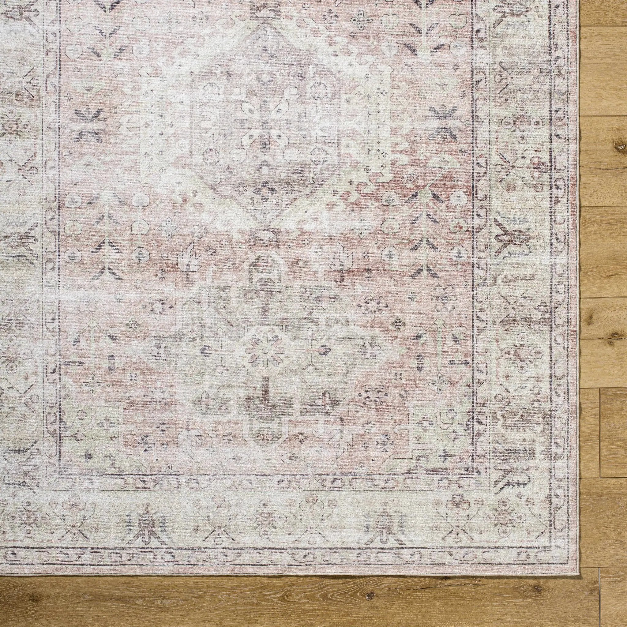 Laran Taupe Distressed Washable Area Rug - Clearance by Boutique Rugs