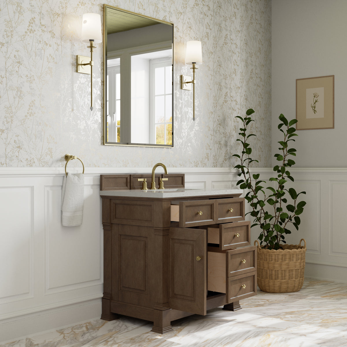 James Martin Brookfield 36" Single Bathroom Vanity, Pecan, view 20