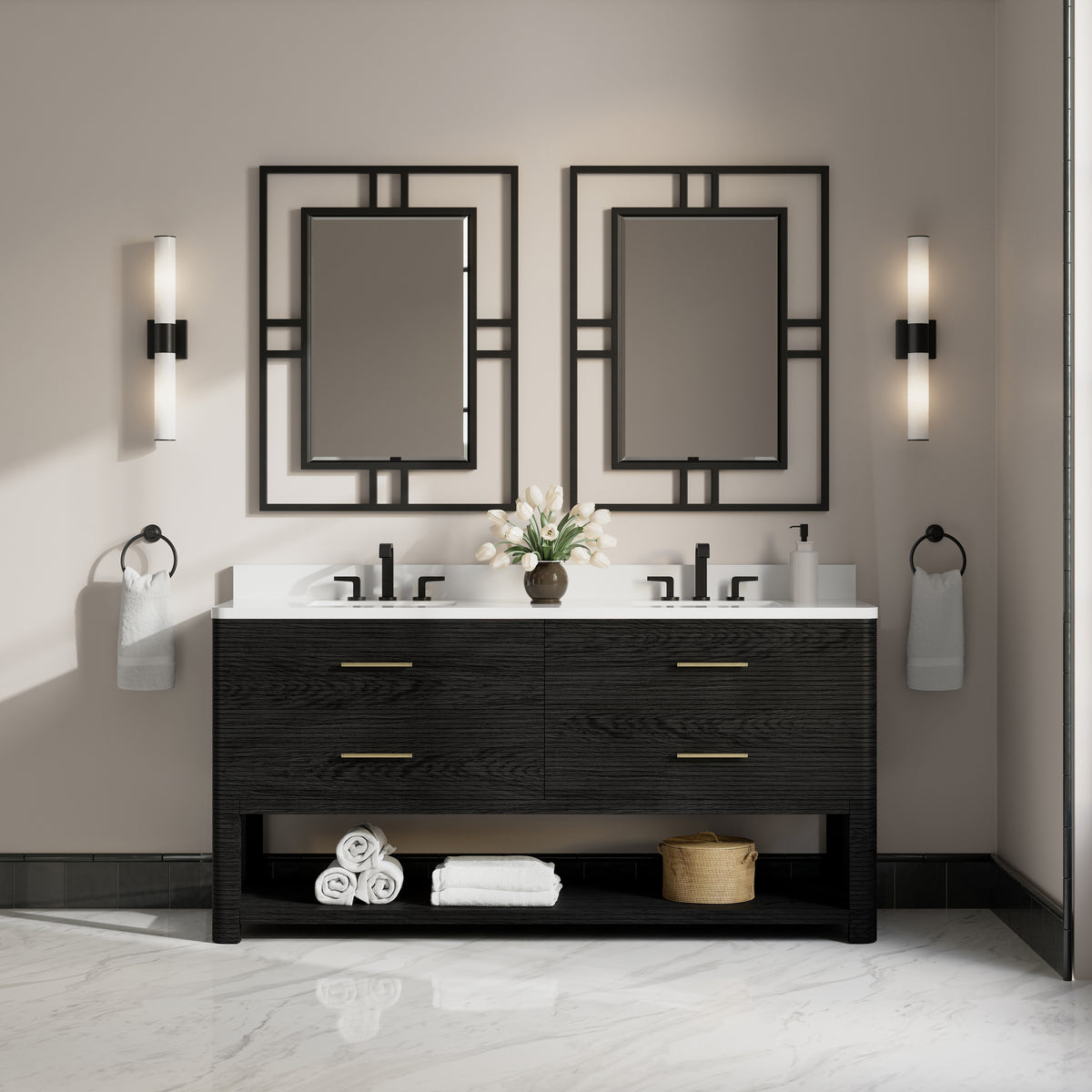 James Martin Lucian 72" Double Bathroom Vanity, Carbon Oak, view 33