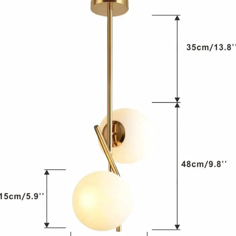 BOKT Mid Century Modern Kitchen Pendant Light 2-Lights Chandeliers Lighting Fixture, Golden with White Frosted Glass Globe Lampshade by Selzalot