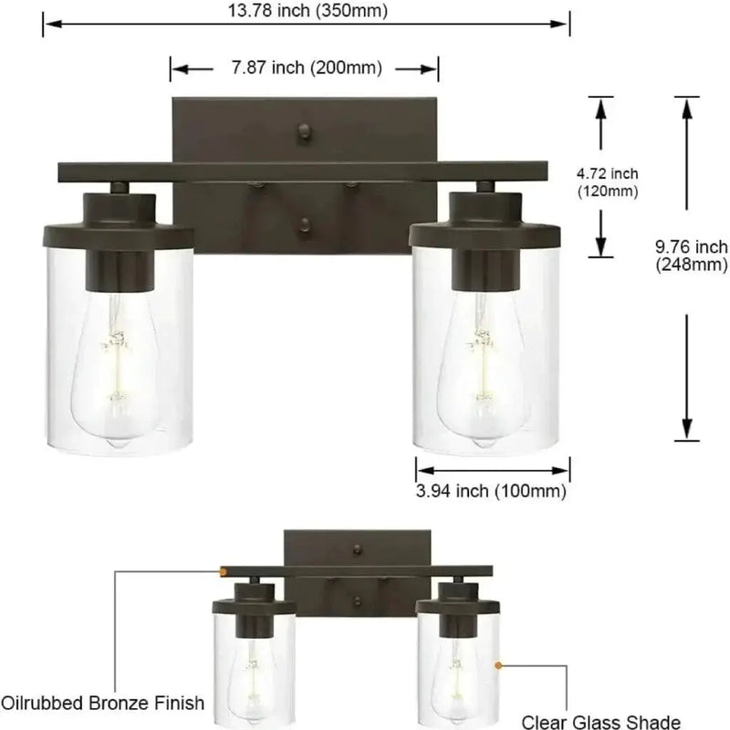 QueeuQ Modern Sconces Wall Lighting 2-Lights with Clear Glass Shade Oil Rubbed Bronze Bathroom Vanity Light Fixtures by Selzalot