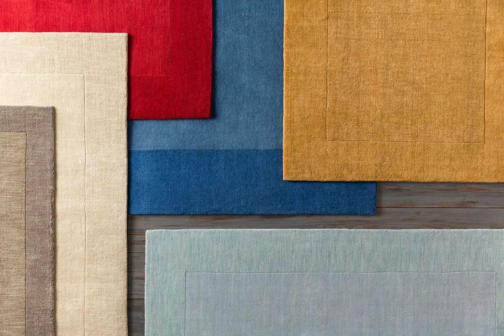 Macedon Blue Bordered Wool Rug by Boutique Rugs