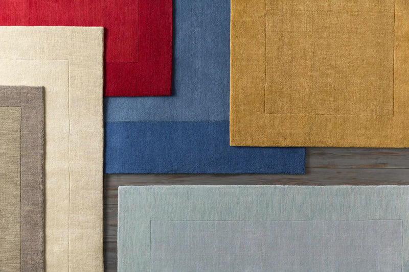 Bordered Solid Gray Wool Rug by Boutique Rugs