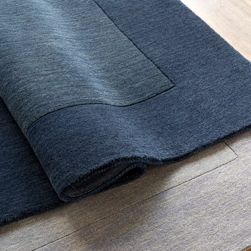 Bordered Solid Gray Wool Rug by Boutique Rugs