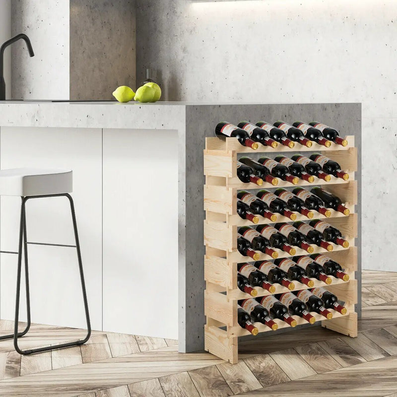 36 Bottles Stackable Wooden Wobble-Free Modular Wine Rack by DirectDeals