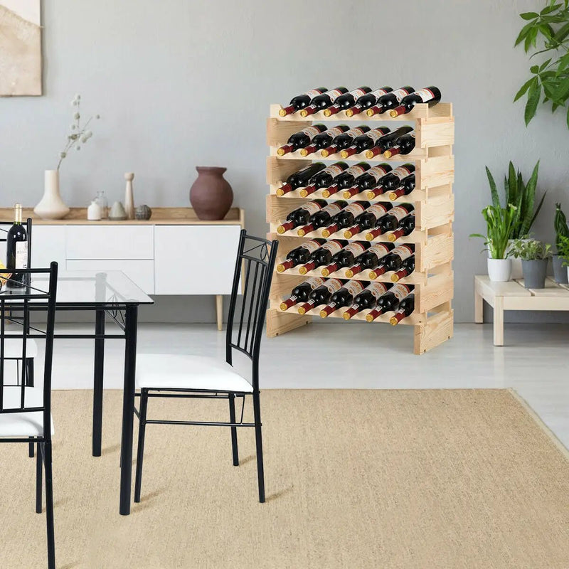 36 Bottles Stackable Wooden Wobble-Free Modular Wine Rack by DirectDeals