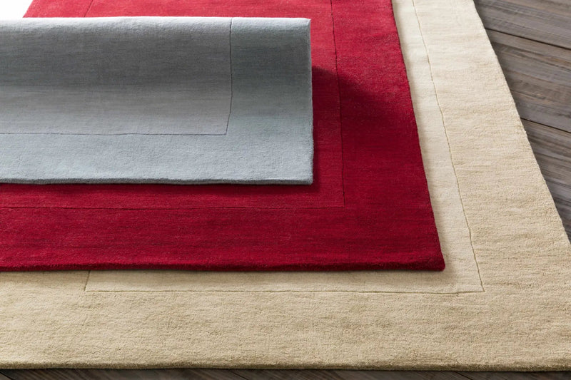 Bordered Solid Brick Red Wool Rug by Boutique Rugs